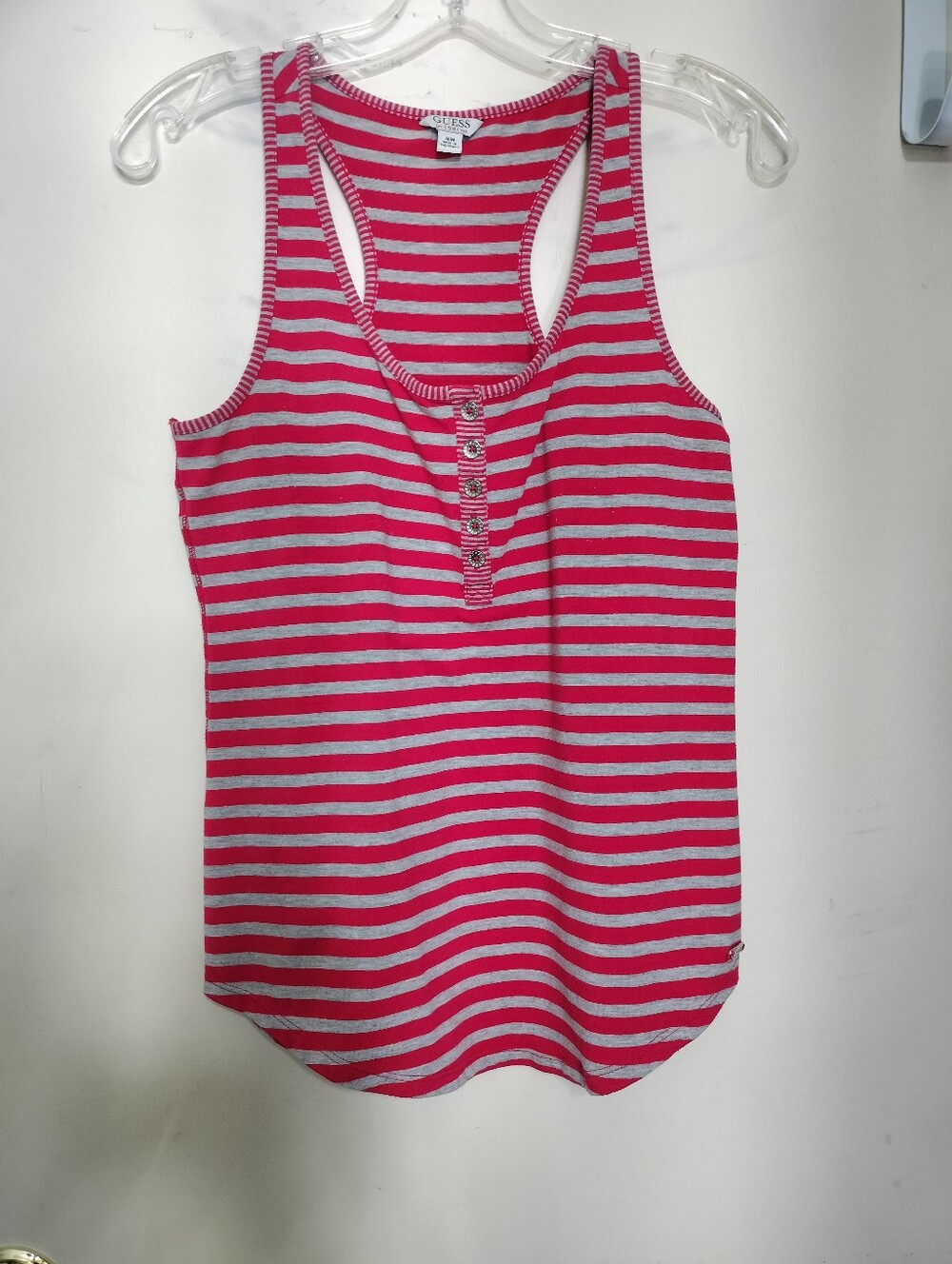 Guess Red and Gray Striped Tank Top